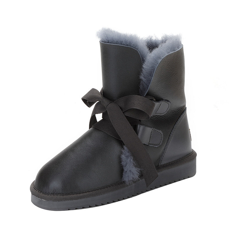 Northeast Winter Bow And Velvet Short Tube Warm Short Boots