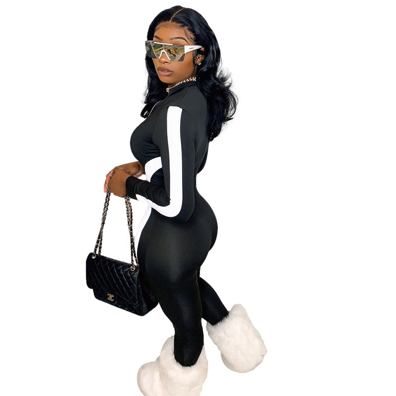 Women's Printed Colorblock Irregular Stripes Casual Jumpsuit