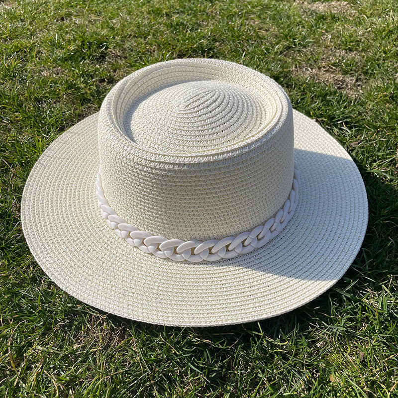 Candy Girl Chain Straw Hat Beach Big Brim