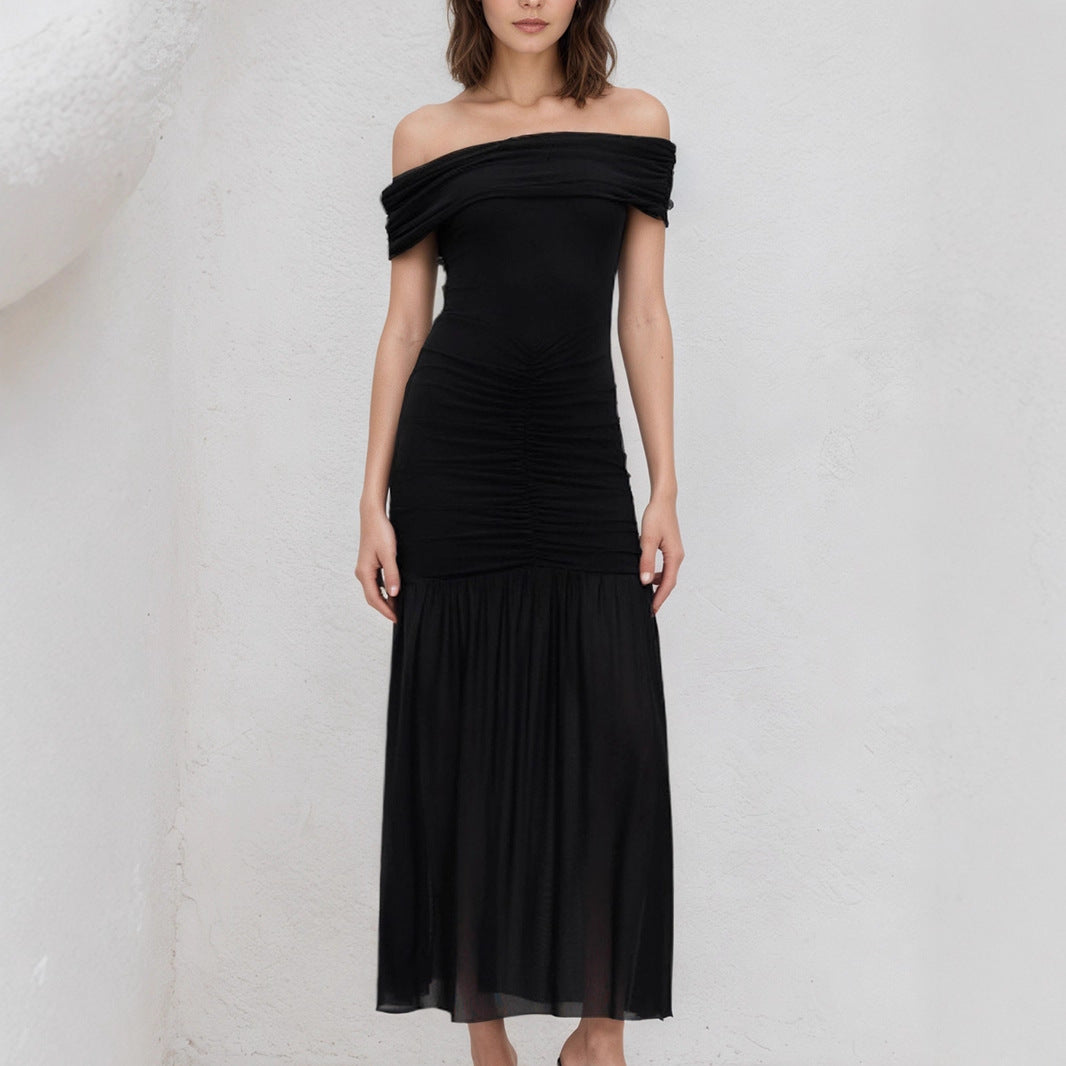 Summer New Patchwork Mesh Long Dress