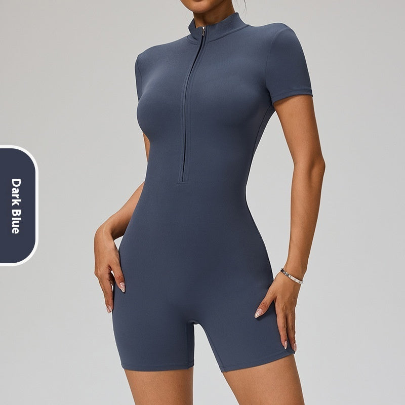 Lynlås Kortærmet Yoga Jumpsuit Dame Sports Jumpsuit