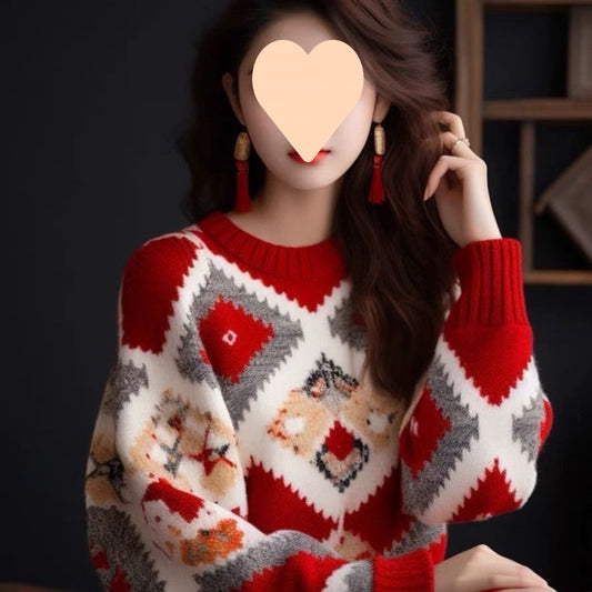 High-end And Fashionable Beautiful Red Sweater For Women