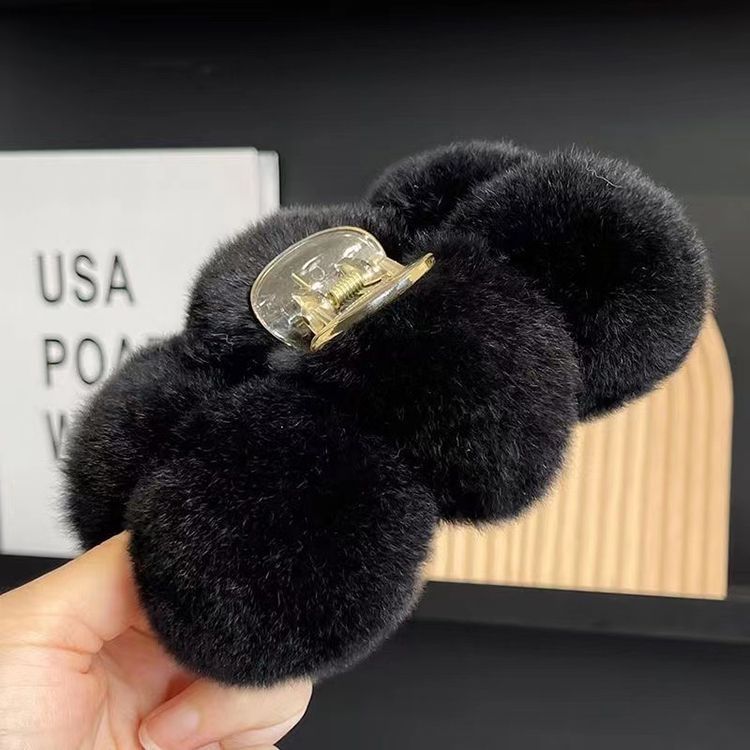 Elegant Rex Rabbit Fur Ball Grip Large Plush