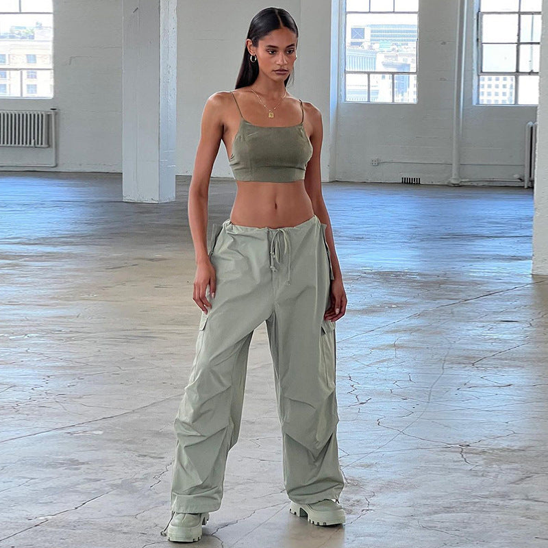 Casual Loose Low Waist Drawstring Trousers