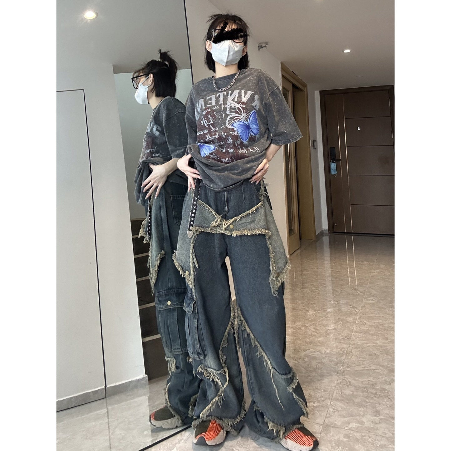 Small Street Design Sense American Retro Jeans Dame