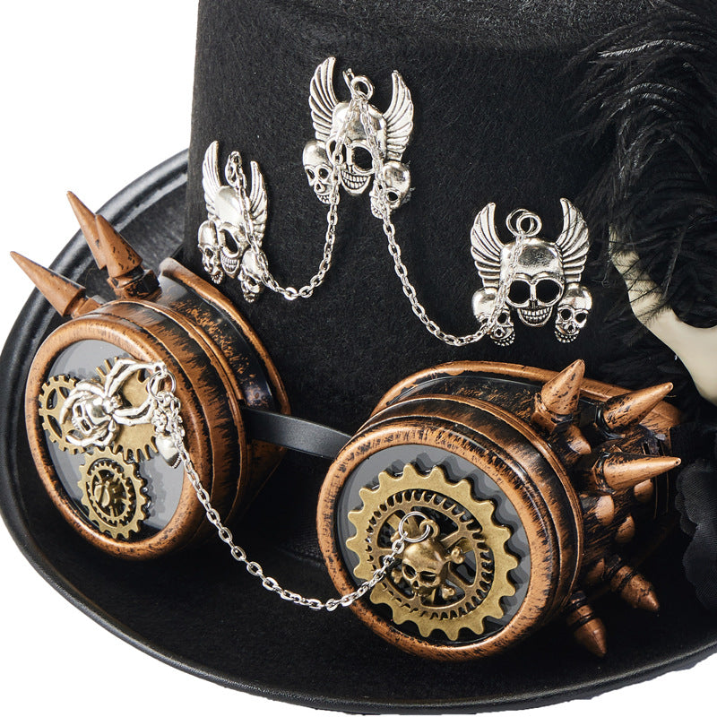 Steampunk Chain Skull Top Hat Prop