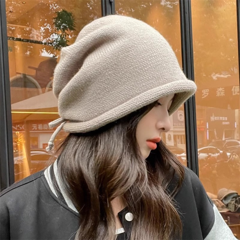 Stacking Hat Girl's Big Head Curling In Autumn And Winter