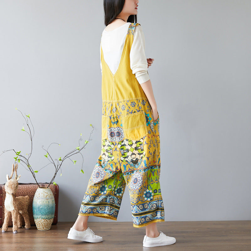 Printed Crotch Denim Wide-leg Pants