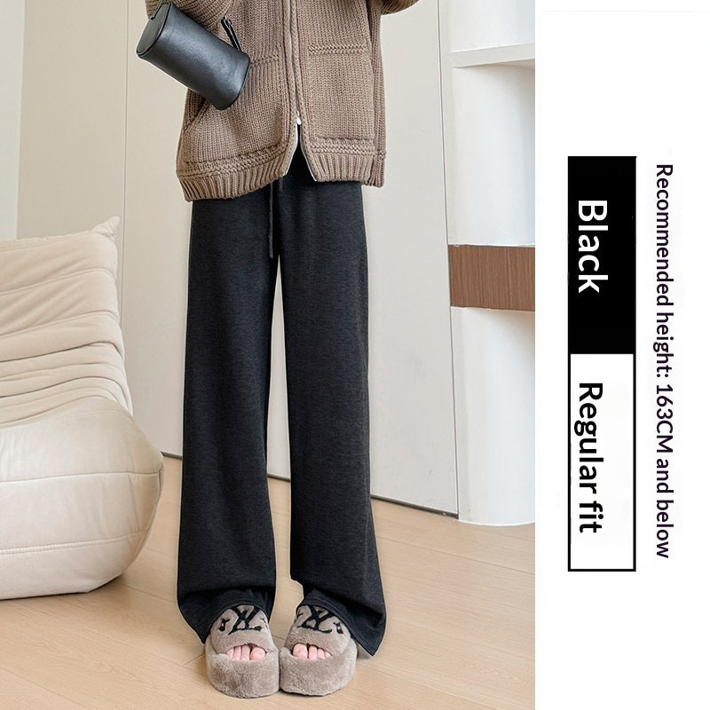 New Relaxed-fit Figure-flattering Straight-leg Casual Lounge-style High-waist Slim Wide-leg Pants