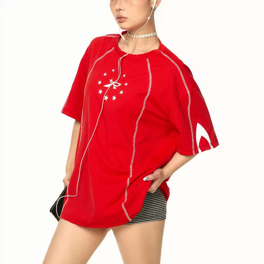 Retro Sports Short-sleeved T-shirt Female Summer
