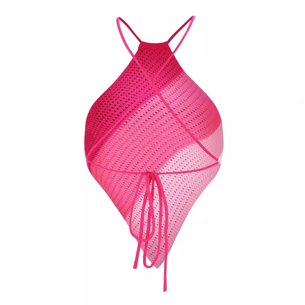 Lace-up Women's Tube Top Beach Halter Knitted Sling