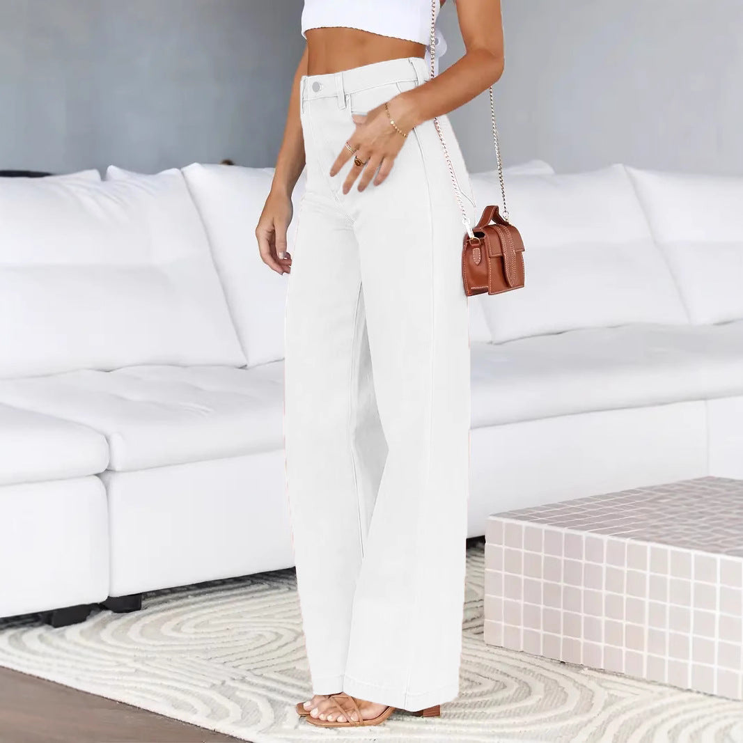 Temperament Commute Wide Leg Pants Washed