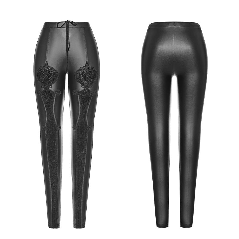 Leggings Punk Embroidery Positioning Flower Stretch Leggings Women's Pants