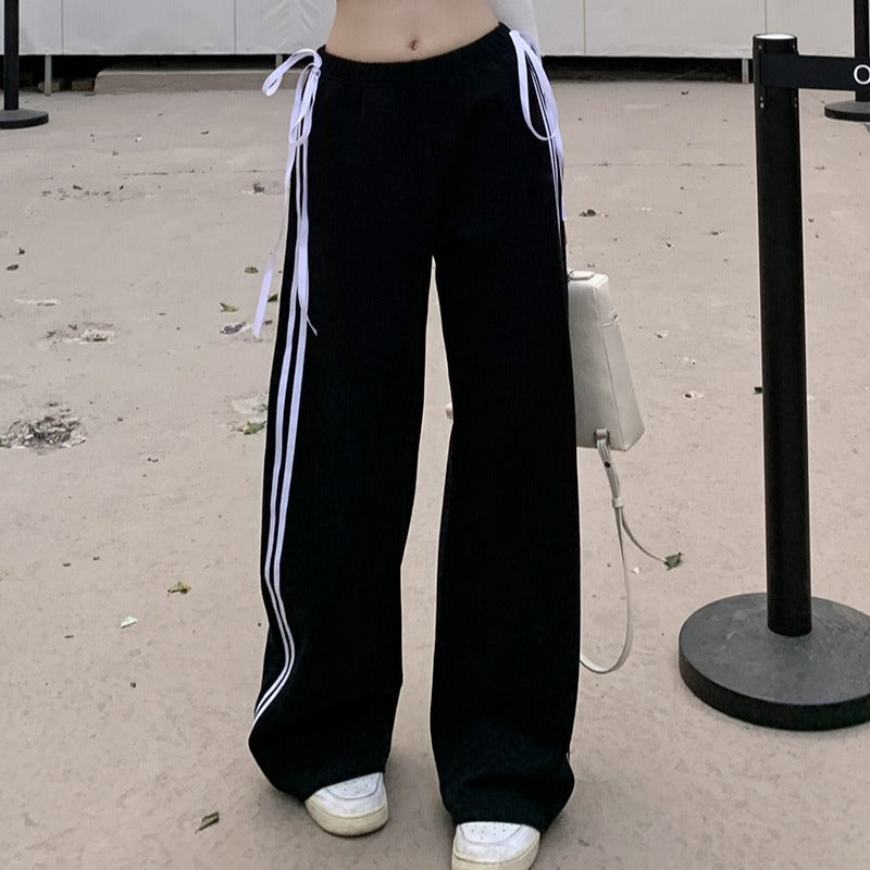 Bow Line Casual Pants American High Waist