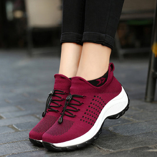 Large Size Women's Shoes High Elastic Flying Woven Breathable Sports Women's Socks Shoes