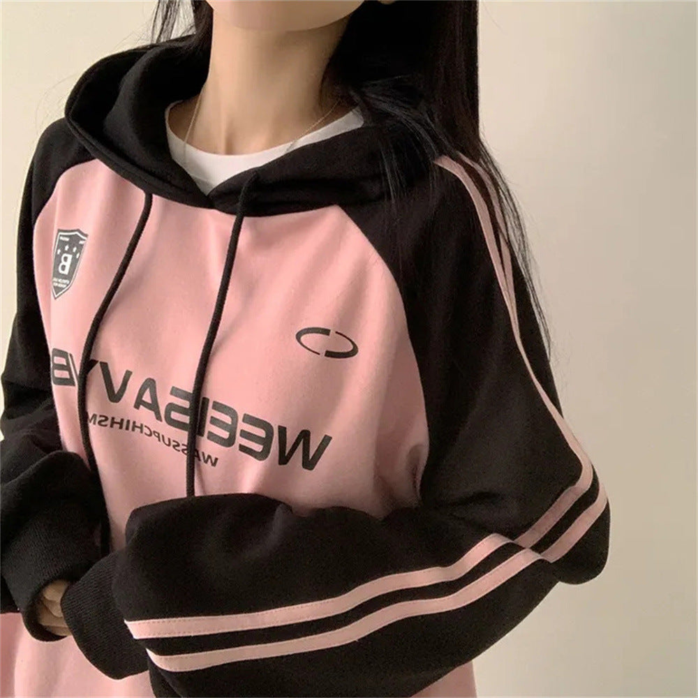 Thin Stitching Velvet Padded Hooded Sweatshirt Women