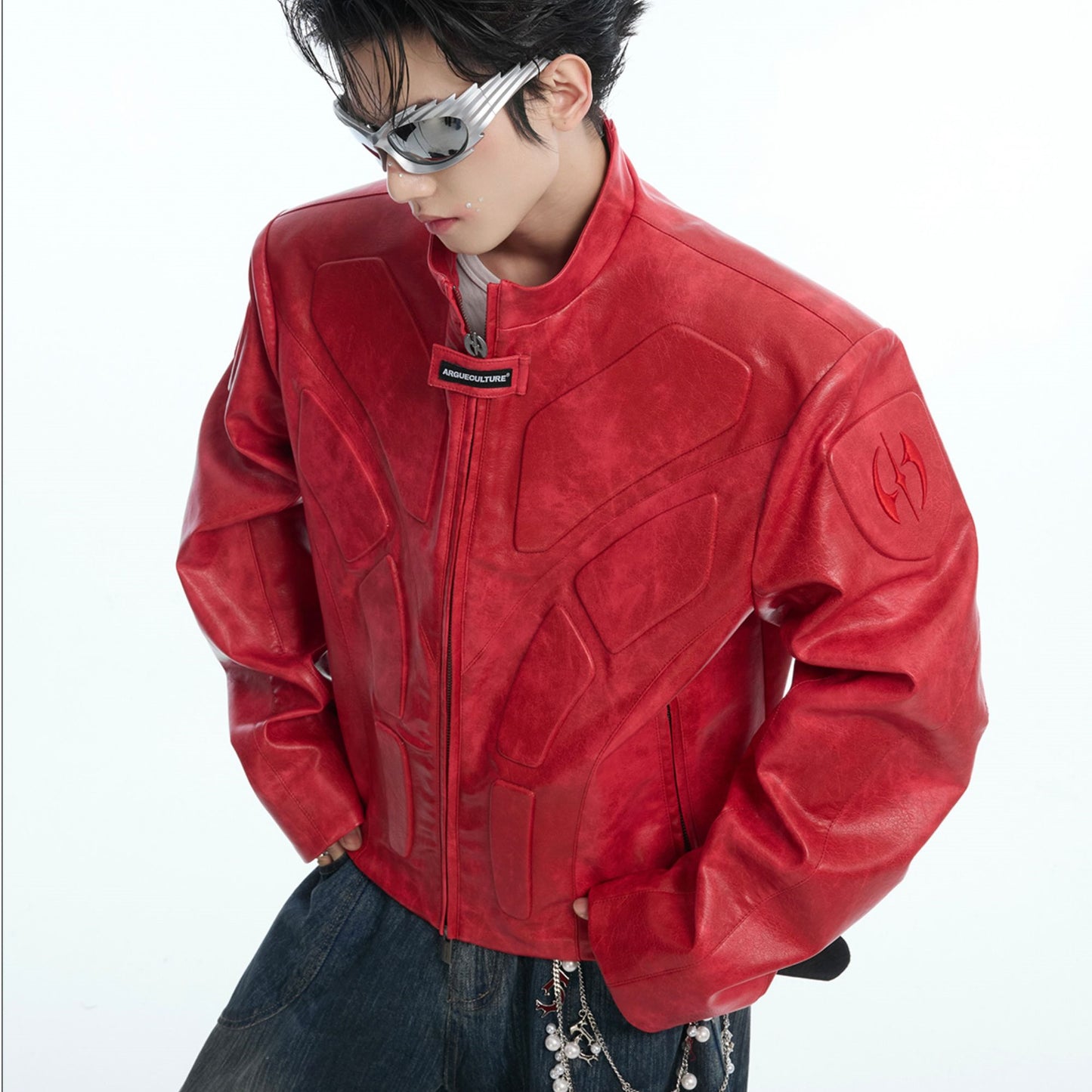 Niche Three-dimensional Relief Deconstruction Stand Collar Profile Jacket Coat