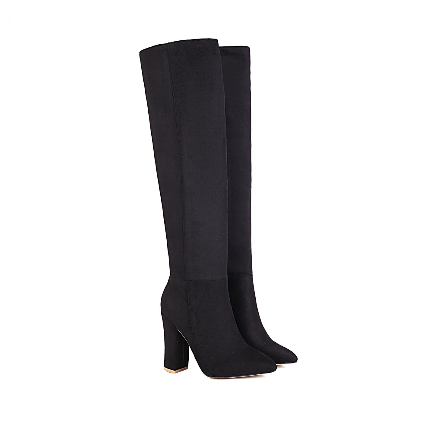 Mid-heel Round Toe Size Suede Knee-length Women's Boots