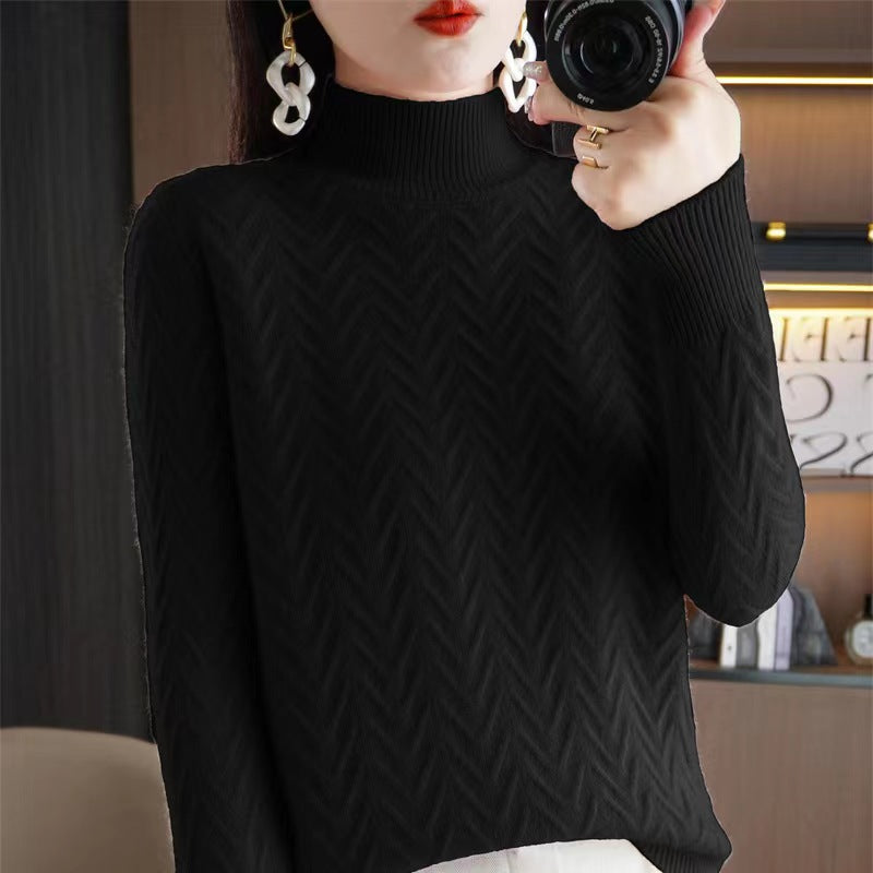 Mock Neck Sweater Women's Thick Loose All-matching
