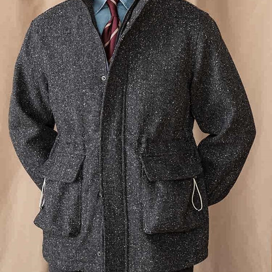 Uld Prikker Kort Ståkrave Casual Jakke Retro