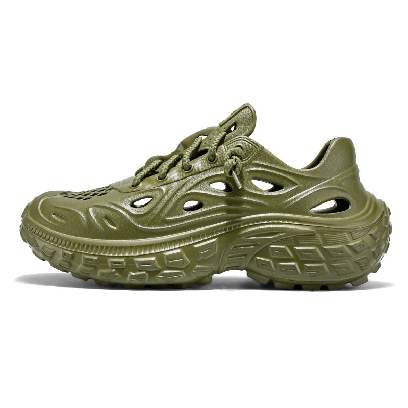 Summer Outdoor Non-slip Sandals Men's Thick-soled Poop Feeling Couple Hole Shoes Covered Heel Slippers
