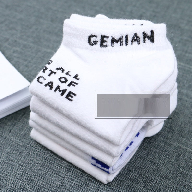 Men's Spring And Summer Thin Cotton White Sports Socks