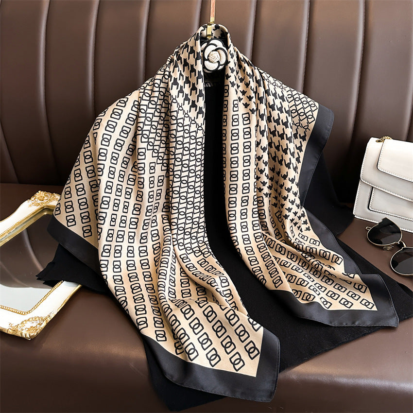 Fashion Printed Silk Scarf Twill Silk High Quality Square Scarf