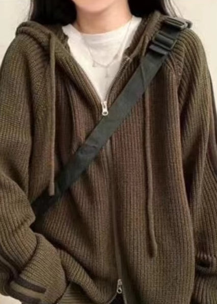Simplicity Temperament Hoodie With Drawstrings Design Niche Loose Small-sized Long Sleeve Sweater