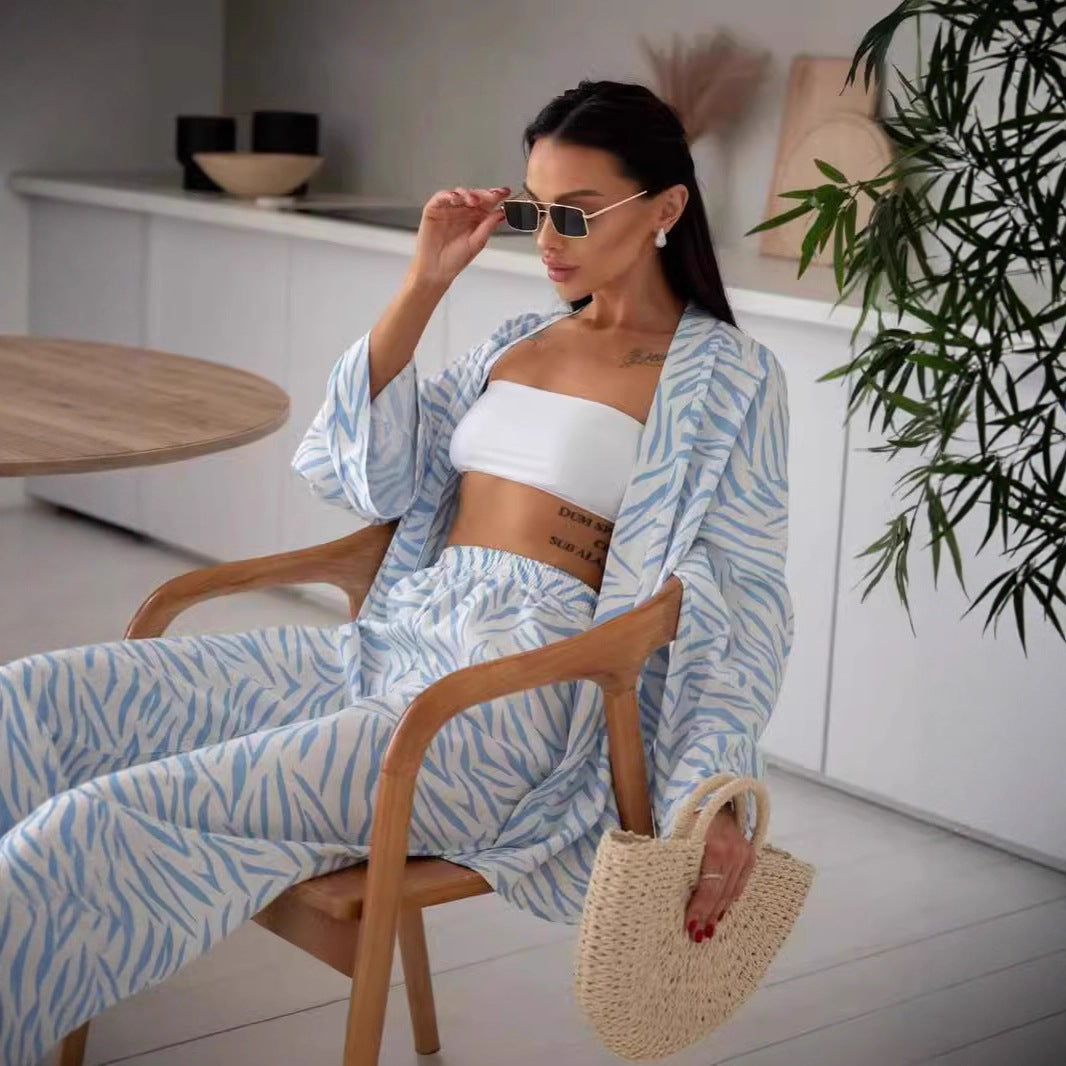 Euro-American-style Autumnwinter Long-sleeve Striped Pants
