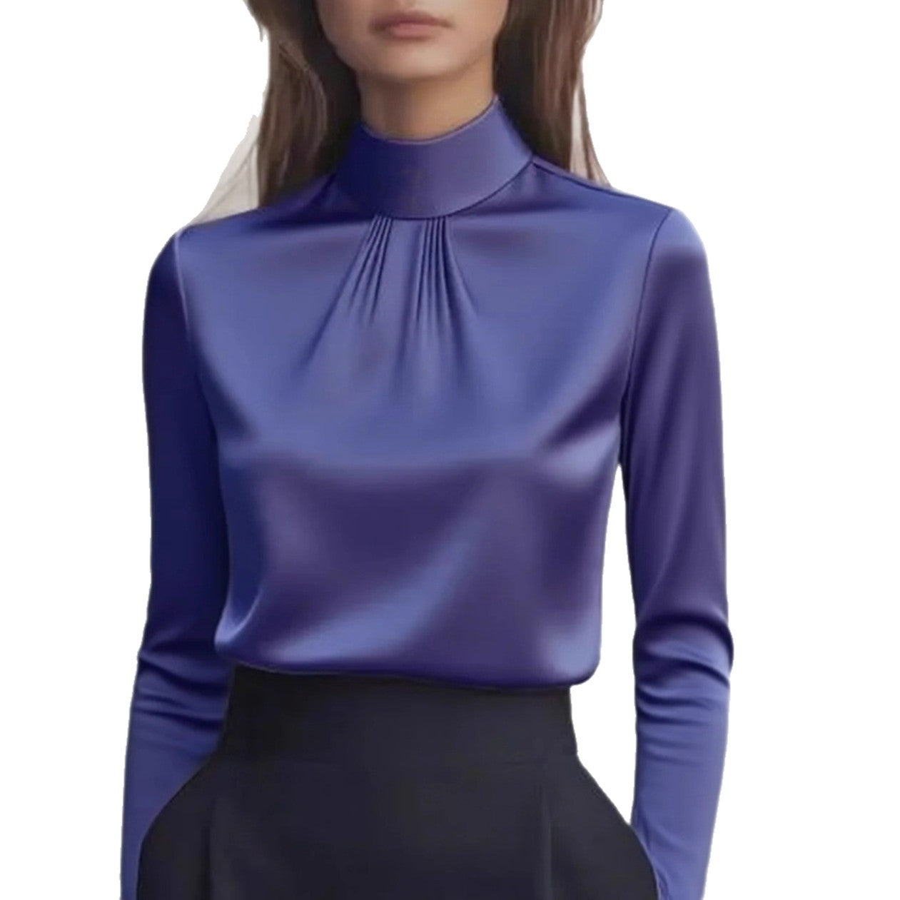 Women's Casual Fashionable Elegant Solid-Color Long-Sleeve Shirt
