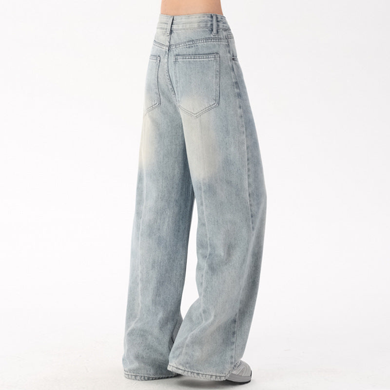 Retro Denim Women's Straight-leg Trousers