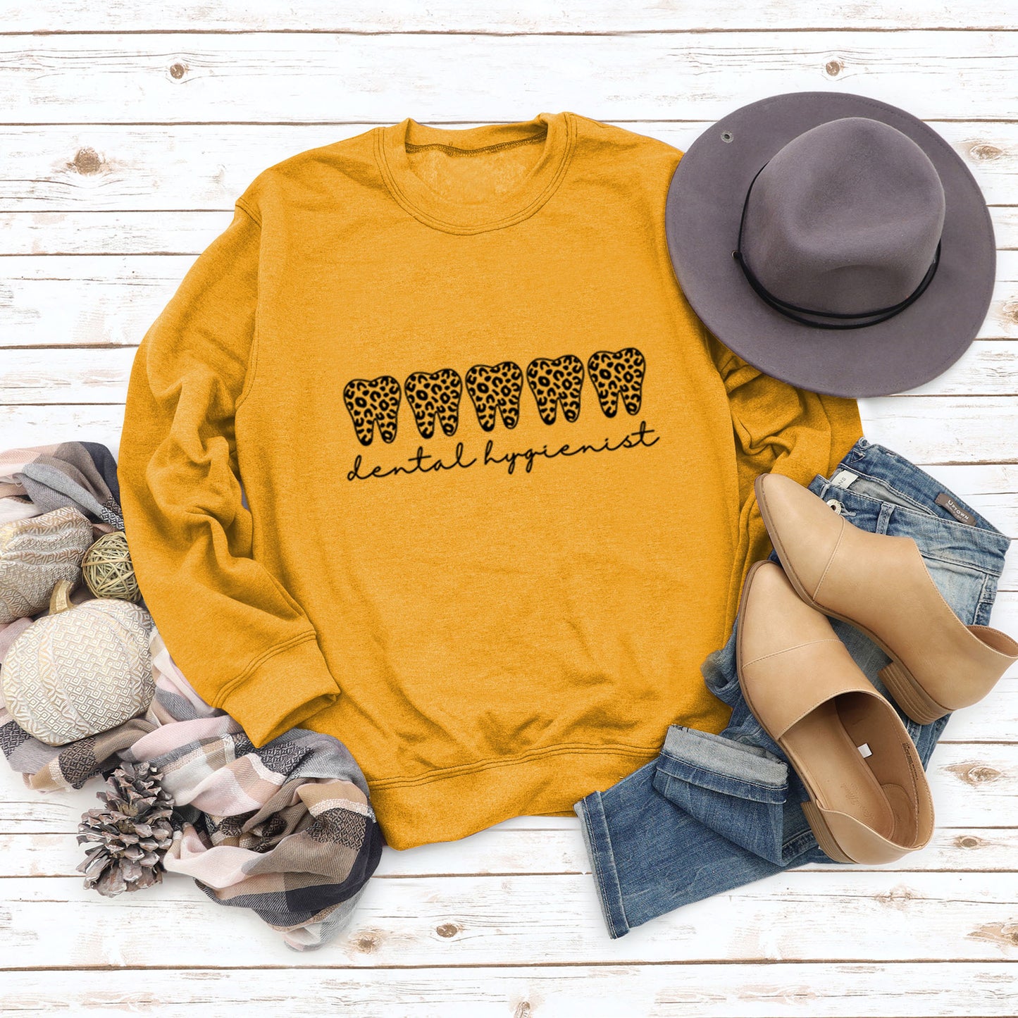 Leopard Print Long Sleeve Crew Neck Sweater