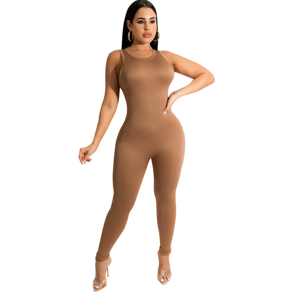 Women's Fashion Sports Casual Sleeveless Jumpsuit Trousers