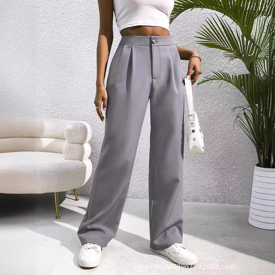Suit Wide-leg Pants For Women High Waist Drooping Loose