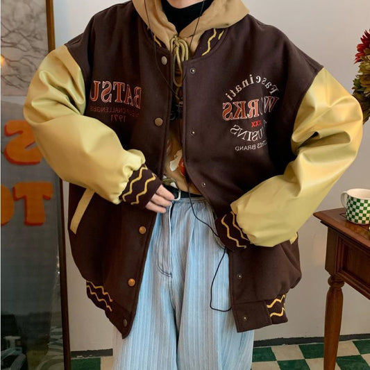 Loose Casual Vintage Letter Embroidered Baseball Jersey