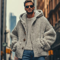 Digital Print Cardigan Jacket With Hood And Zipper 3D