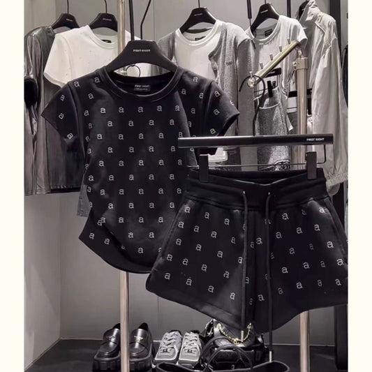Women's Printed Short-sleeve T-shirt And Skirt Sport Two-piece Set