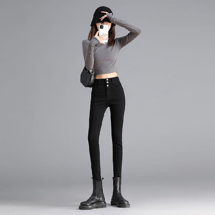 Slim Slim Denim Pencil Pants With Stretch Feet