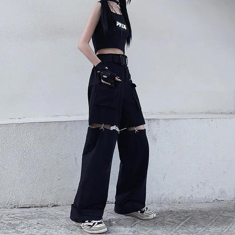 Black Casual Pants Female Student Loose Blast Street Loose Wide Leg Pants Drape Feeling