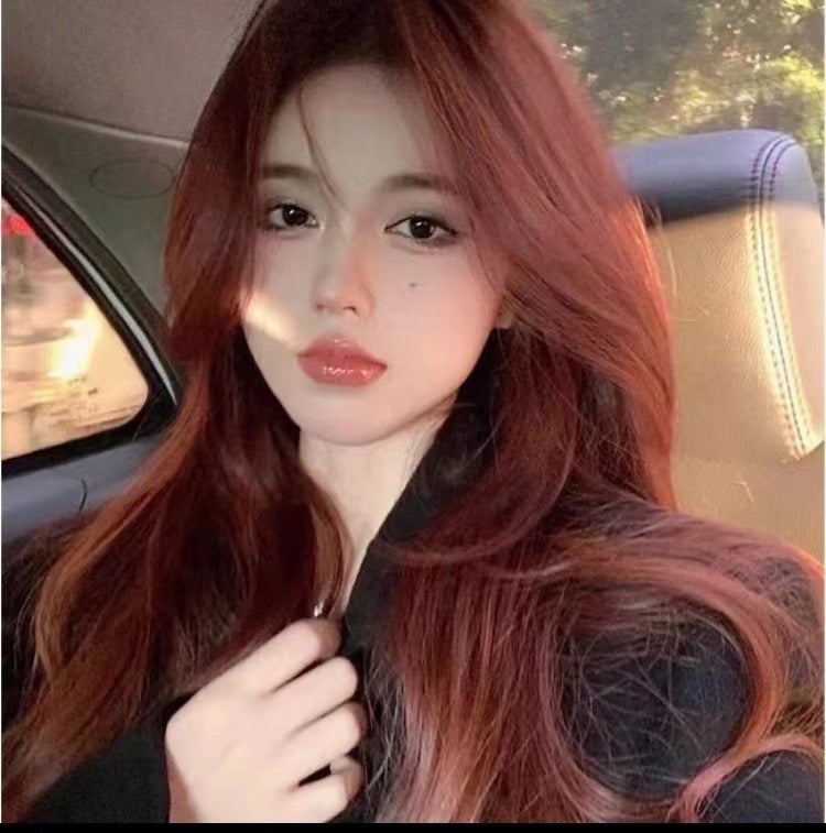 Women's Long Hair Full-head Wig Mid-length Fluffy Eight-character Bangs