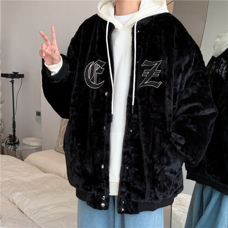 Men's Vintage Letter Embroidered Cotton Padded Jacket