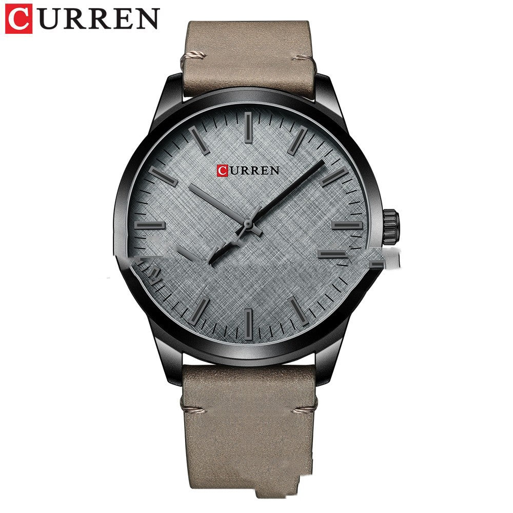 Round Waterproof Men's Watch Simple Style Leather Watch Couple Watch Genuine