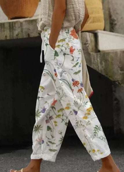 Women's Digital Printing Bubble Crepe Trousers