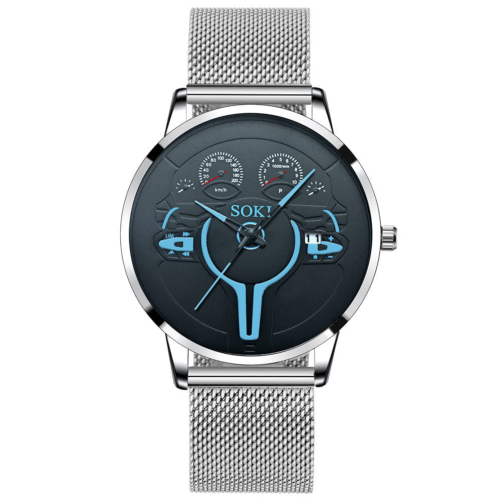 Trendy Retro Student Sports Quartz Watch Steel Strap