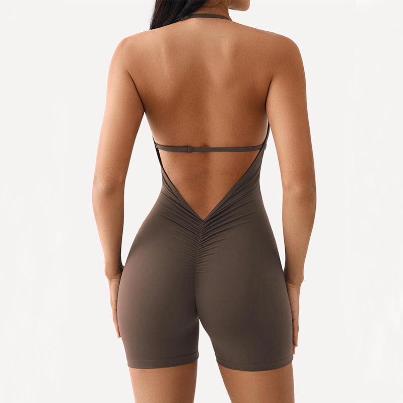 Rygløs Nude Feel Yoga Jumpsuit med lange ærmer