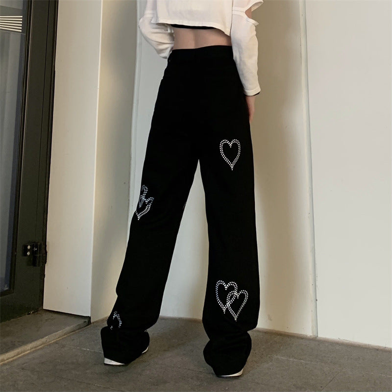 Retro Love Casual Pants All-match High Waist Pants Fashion