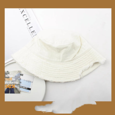 New Retro Distressed Denim Flat-brim Fisherman Hat