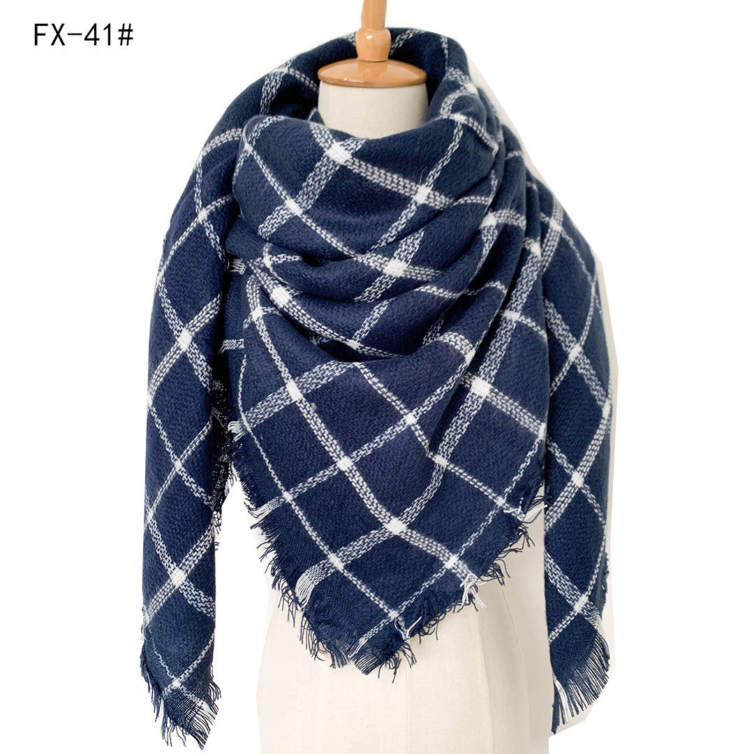 Cashmere-like Double-sided Colorful Plaid Scarf