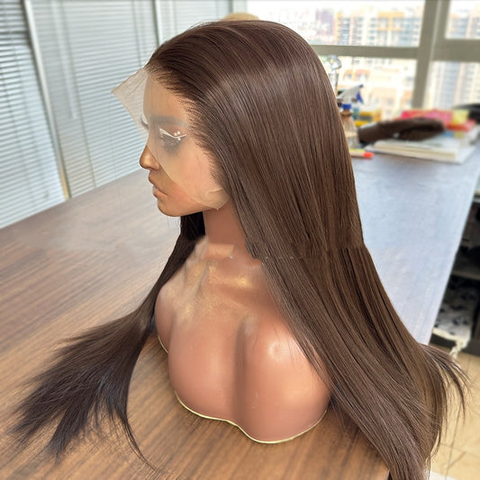 Brown High-temperature Fiber Chemical Fiber Hand-woven Front Lace Wig Head Cover
