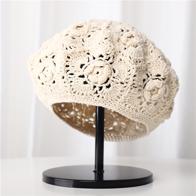 Hollow Breathable Sun-proof Sweet Toe Cap Wool Beret